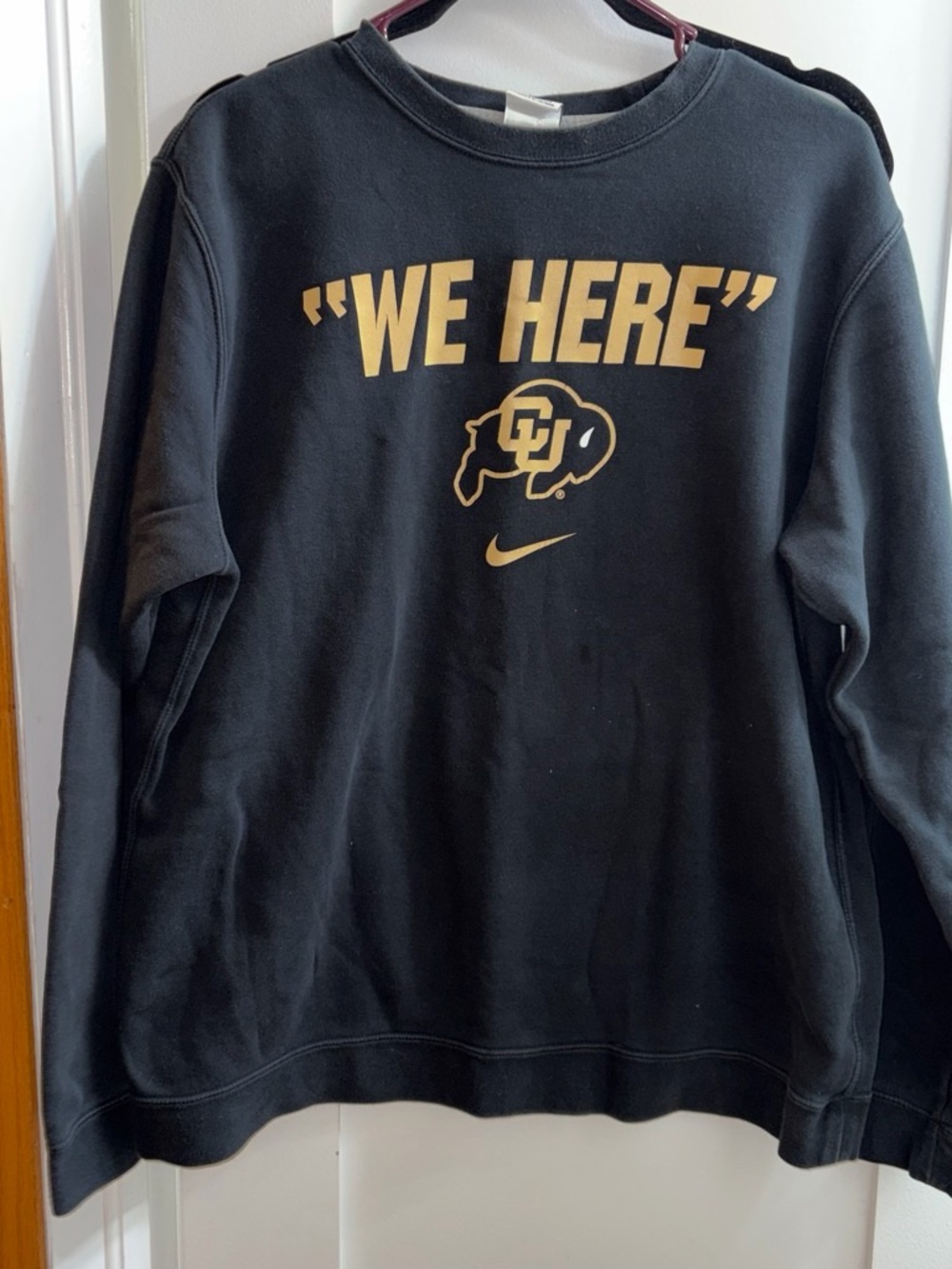 Nike Black Crewneck Sweatshirt with Gold "WE HERE" & CU Logo